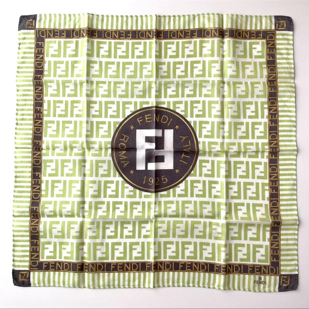 Fendi Scarf Zucca Logo -Green/Cotton
